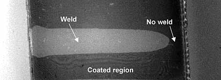Fig.7. Near infrared image of weld in polycarbonate showing welded and unwelded regions