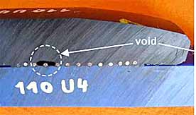 Fig.8. Cross-section of EF joint showing voiding between heating wires 