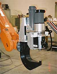 Fig.7. CNC controlled FSSW gun on an articulated arm robot at the company Friction Stir Link in Detroit
