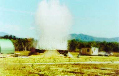 Fig.14. Detonation of the explosive for high energy rate forming of the bow section 