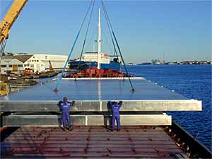 Fig.3. Hydro Marine Aluminium's prefabricated FSW deck panels for 'The World' cruise ship