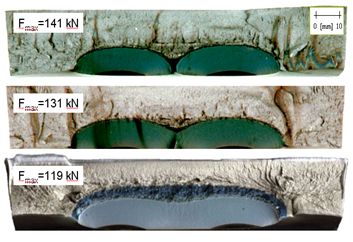 Figure 7: Ductile tearing from co-planar flaws