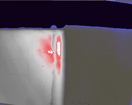 Figure 5: Thermal image of investigated pipe after 13.560 seconds of heating revealling kissing bond defect on the pipe